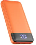 Batterie Externe 13800mAh, Slimmest 22.5W Power Bank, Batterie Portable USB C (Entrée/Sortie) PD3.0 QC4.0 Charge Rapide Chargeur Portable avec Affichage LCD Compatible iPhone Samsung etc(Orange).