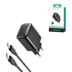 Joyroom 25W USB-C hurtiglader med 60W USB-C til USB-C-kabel, 1m - svart