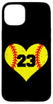 iPhone 15 Plus Softball Number 23 Jersey Funny Softball Heart Game Day Case