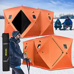 Happybuy Tente de Pêche 360x180x205cm Tente Hiver 8 Personnes Abri de Pêche en Hiver avec 4 Fenêtres 2 Portes Imperméable Résistant au Froid Tissu oxford 300D PVC avec Sac de Transport pour Camping