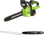 Greenworks 40V 30cm Tronçonneuse SANS Batterie 40V Ni Chargeur + Greenworks 30cm Chaîne + Greenworks 30cm Barre de chaîne