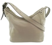 Michael Kors Taupe Shoulder Bag Top Zip Medium Leather Fulton Cross Body Handbag