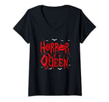 Womens Horror Scream Queen Halloween Scary Movies Fan Lover Spooky V-Neck T-Shirt