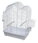 Cage Modèle Eliza, 4x34x75cm Blanc; pour Oiseaux, Livrée avec Maison de Bain, 2 mangeoires et 1 Fontaine Inclus, 3 perchoirs, Échelle escamotable, Facile à Nettoyer, Cage de qualité pour Oiseaux