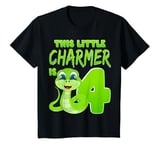 Youth This Little Snake Charmer Is 4 Kids 4th Birthday Party T-Shirt