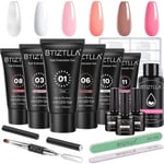 Poly Nail Gel Set 6 färger 30Ml Poly Nail Gel Nails Set, Slip Solution, Poly Nail Gel Starter Set