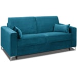 Canapé convertible express jackson 120cm comfort bultex® 12cm sommier lattes renatonisi tweed bleu turquoise