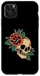 Coque pour iPhone 11 Pro Max Tatouage esthétique rose rouge fleur pour enfants homme femme