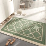 Paillasson Antidérapant, Tapis de Porte Intérieur et Extérieur Absorbant et Résistant, Tapis d'entrée Lavable en Machine, Anti-Poussière - Vert, 50 x