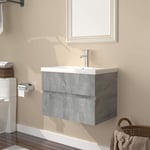 Meuble sous lavabo pour salle de bain avec bassin intégré Sonoma gris Bois d'ingénierie 81478