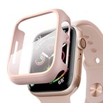 PZOZ Compatible with Apple Watch Series SE 2/SE/6/5/4 Screen Protector,iWatch PC Case PET Film All-around Bumper Protective Cover Compatible With i Watch Smartwatch Accessories (44mm, Pink)