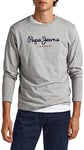 Pepe Jeans Eggo T-shirt pour Homme Slim Fit Manches Longues Gris