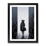 Woman In The Rain No.2 Framed Print for Living Room Bedroom Home Office Décor, Wall Art Picture Ready to Hang, Black A3 Frame (34 x 46 cm)