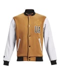 UNDER ARMOUR ORIGINATORS LETTERMAN VARSITY JACKET MEN'S BROWN WHITE RETRO FLEECE