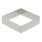 De Buyer - Cercle à tarte carré VALHORNA en inox perforé - 7 x 7 x 2 cm - Fabriqué en France, Technologie AIR SYSTEM, Micro-Perforations pour Cuisson Rapide et Homogène pour Résultats Croustillants