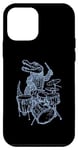 Coque pour iPhone 12 mini Crocodile jouant de la batterie en forme de crocodile, percussion, reptile