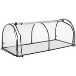 Serre de jardin, tunnel plantations, h x l x p : 50 x 130 x 60 cm, tunnel avec porte, pvc, transparent/noir - Relaxdays