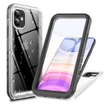 Cozycase Coque Ultra Antichoc IP68 Etanche pour iPhone 11 Transparente Militaire 360 Intégrale Anti Choc Chute Poussière Eau Protection Ecran Incassable Rigide Étui Double Chantier 11 Waterproof Case