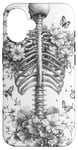 iPhone 16 Skeleton Ribcage Anatomy with Flowers Butterflies Case