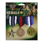 Bristol Novelty BA584 Lot de 3 médailles militaires, pour adulte, multicolores, taille unique Halloween