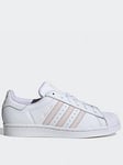 adidas Originals Womens Superstar Trainers - White/Pink, White/Pink, Size 5, Women