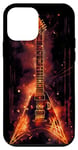 Coque pour iPhone 12 mini Groupe de guitare électrique, conception nordique de flammes