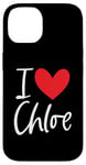 Coque pour iPhone 14 Cœur personnalisé avec inscription « I Love Chloe »