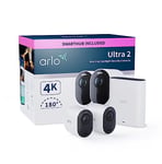 Arlo Ultra 2 Security Camera Outdoor, 4K UHD, Wireless CCTV, 6-Month Battery, Colour Night Vision, Weatherproof, Bright Spotlight, 2-Way Audio, 2 Cam Kit, Free Trial of Arlo Secure, White