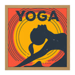 Yoga Pose Yogi Yellow Orange Silhouette Retro Style Wellness Relaxation Gym Studio Square Framed Wall Art Print Picture 16X16 Inch