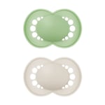 MAM Original Soother 6m+ Unisex Green & Baige BPA Free Skin Soft Silicone