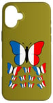 Coque pour iPhone 16 Plus French Pride Papillon Magnifique avec Drapeau de la France