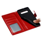 Flip Case for Samsung Galaxy S10+, Genuine Leather Case Business Wallet Case with Card Slots, Magnetic Flip Notebook Phone Cover with Kickstand for Samsung Galaxy S10+ (Red)