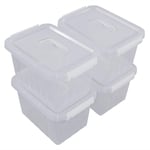 Dynko 4 Pack 6 Liter Plastic Storage Boxes with Lids, Transparent