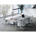 Vente-unique.com Bureau bench 4 personnes - Blanc - L140 cm - DOWNTOWN