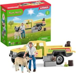 Schleich FARM WORLD 42503-Coffret Visite du Vétérinaire à la ferme de 12 Pièces- Avec Animaux de la Ferme,Véhicule et Vétérinaire-Jouet Détaillé et Durable,Amusant et Pédagogique pour Enfants dès 3Ans