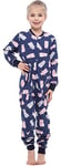 Merry Style Combinaison Pyjama Grenouillère Manche Longue Pantalon Vêtement d'Intérieur Fille MS10-186(Navy Bleu Ours en Peluche, 122-128)