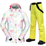 SJIUH ski suit,New Ski Suit Women -30℃ Female Thermal Windproof Waterproof Snow Jacket And Pants Skiing And Snowboarding Suits Brands,XSC And Yellow,M