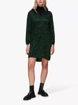 Whistles Smudge Animal Frill Mini Dress, Green/Multi