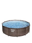 Bestway 12Ft Steel Pro Max Rattan Deluxe Pool Set, Filter Pump With Ladder