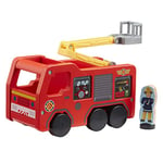 Fireman Sam Wooden Jupiter Free-Wheeling, Eco-friendly, FSC Wood Sustainable Pre-School Toy with Fireman Sam and Penny Two-Sided Figure