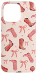 iPhone 15 Pro Max Pink Cowboy Boots and Bows, Pastel Pink, Peach and Hot Pink Case