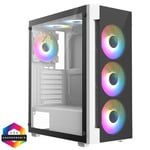 CiT Destroyer White ATX Gaming Case with Tempered Glass Front 6 x ARGB Fans - CIT-DESTROYER-W