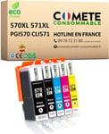 5 Cartouches d'encre Compatibles Canon PGI-570 CLI-571 - pour Canon Pixma MG5750 TS5050 MG6850 MG6852 TS5055 TS6050 (2 Noir et 3 Couleur)