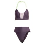 adidas Women's Sportswear Colorblock Bikini, Aurora Black/Preloved Fig, L