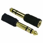 3.5mm Jack to 6.35mm Stereo Headphone Adaptor Connector Converter 6.3mm x2 Pack