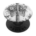 Skeleton Ribcage Anatomy with Flowers Butterflies PopSockets Adhesive PopGrip