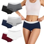 Desanlapi Culotte Femme en Coton Boxer de Sport Shorts Caleçon Femme Shorty sous-vêtements Extensible Hipster Stretch Slips Lot de 6 Multicolore L