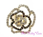 Big Prom Rose Flower Floral Gold Dimensional Statement Ring w/ Swarovski Crystal