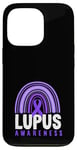 Coque pour iPhone 13 Pro Ruban violet arc-en-ciel pour sensibilisation au lupus