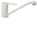 ROBINET MITIGEUR EVIER BRYCE BLANC CARTOUCHE CERAMIQUE DIAMETRE 40MM EMBASE 54MM